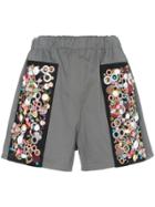 Prada Embroidered Stretch Drill Shorts - Grey
