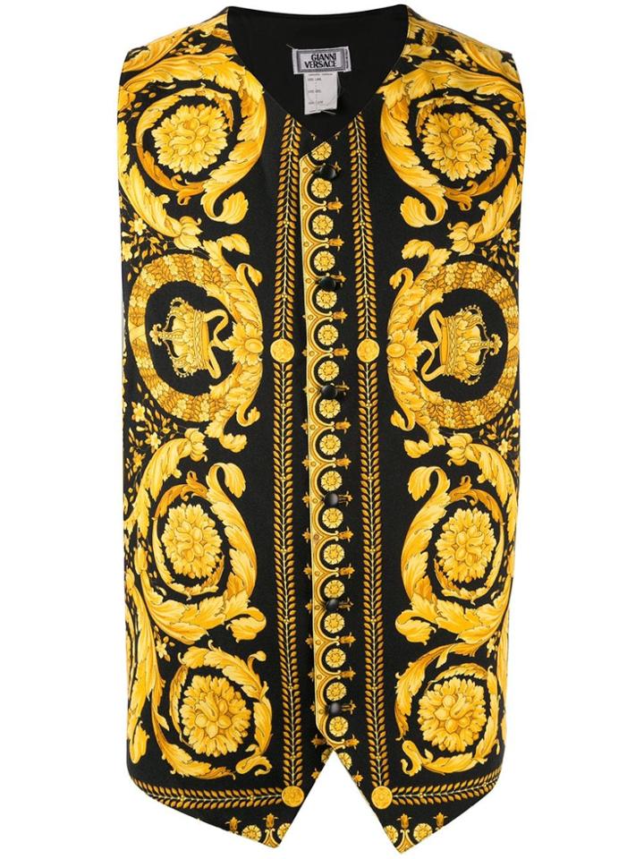 Versace Vintage Baroque-print Vest - Black