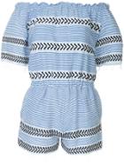 Lemlem Off The Shoulder Romper - Blue