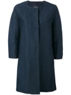 's Max Mara - Collarless Coat - Women - Silk/cotton/ramie/polyamide - 36, Blue, Silk/cotton/ramie/polyamide