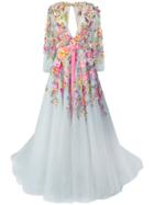 Marchesa Floral-appliquéd Gown - Multicolour
