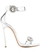 Casadei Metallic Stiletto Sandals - Silver
