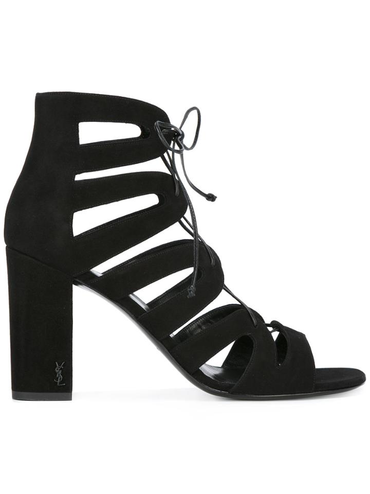 Saint Laurent Gladiator Block Heel Sandals - Black
