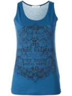 Pierre Balmain Logo Print Tank Top, Women's, Size: 36, Blue, Cotton
