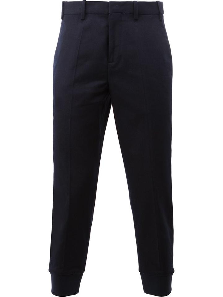 Neil Barrett Slim Fit Cropped Trousers, Men's, Size: 48, Blue, Cotton/spandex/elastane