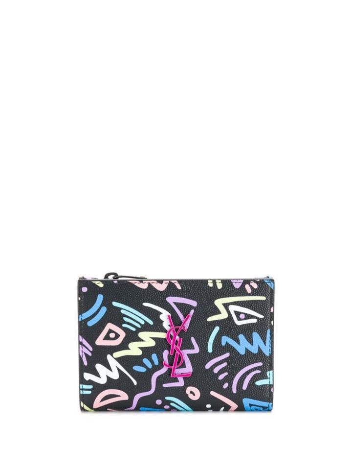 Saint Laurent Printed Small Wallet - Black