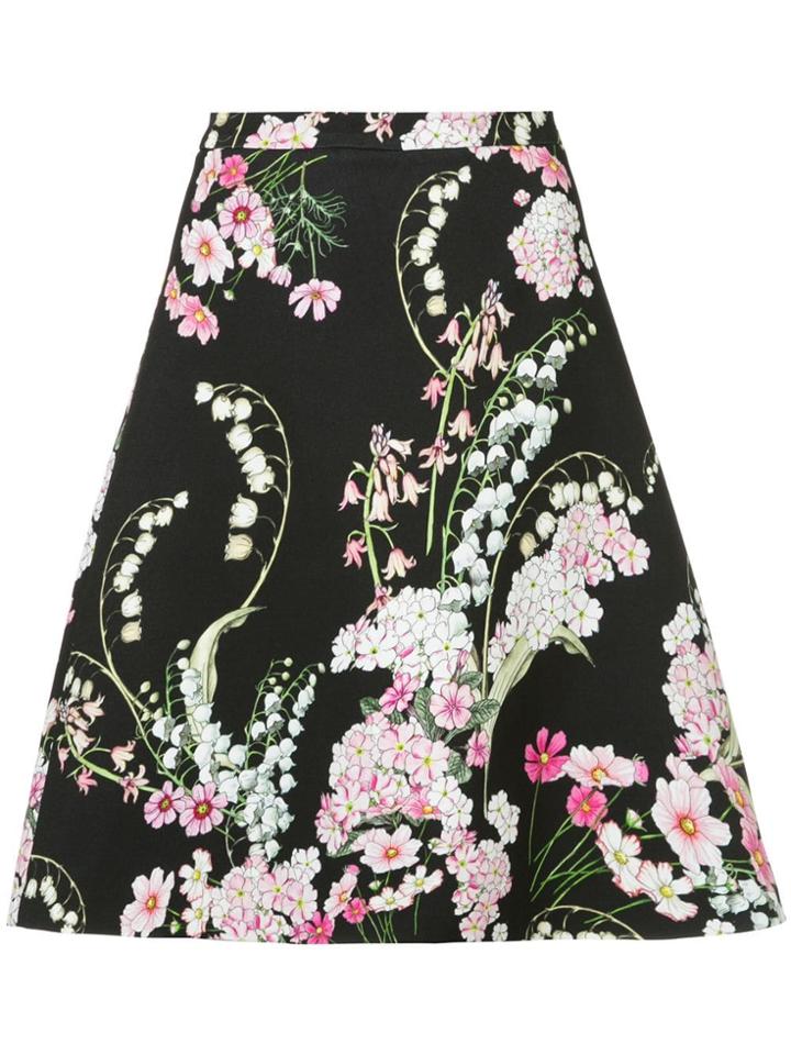 Giambattista Valli Floral Print Skirt - Black
