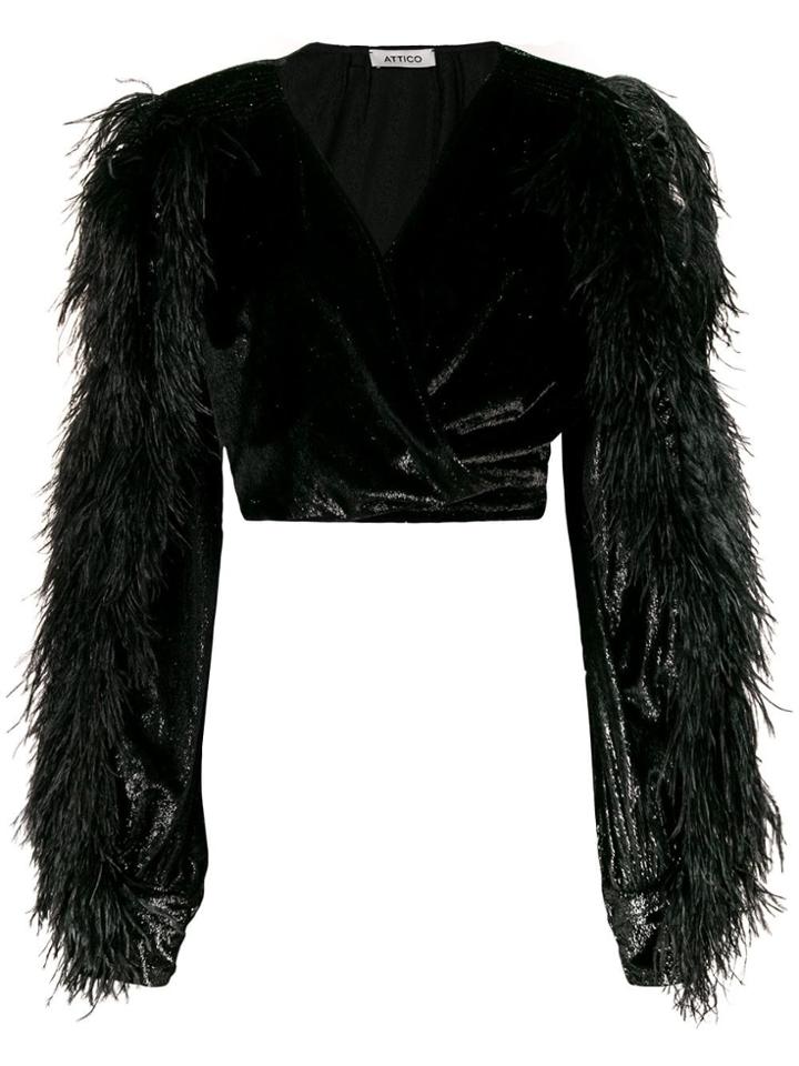 Attico Velvet Crop-top - Black