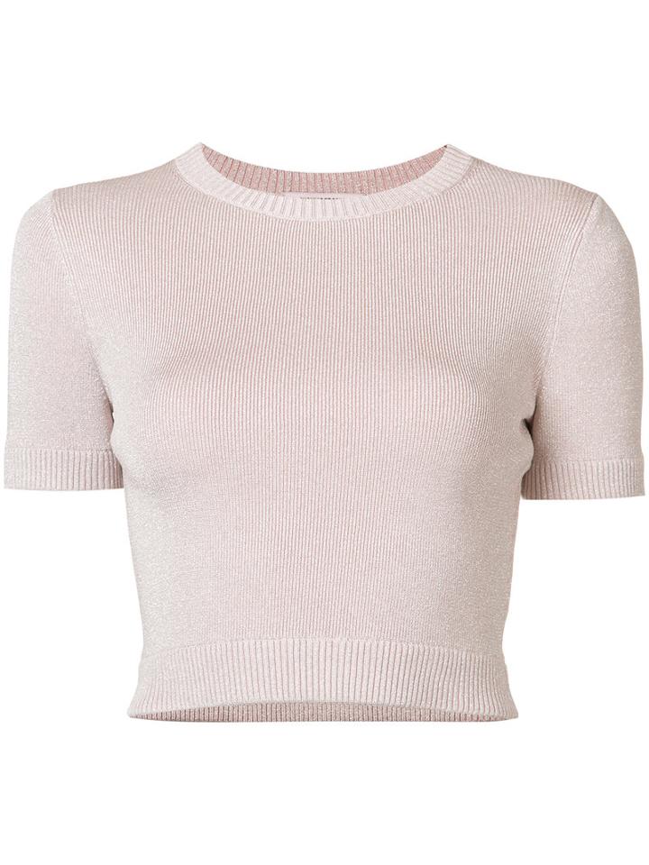 Cushnie Et Ochs - Ribbed Crop Top - Women - Polyester/rayon - S, Pink/purple, Polyester/rayon