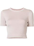 Cushnie Et Ochs - Ribbed Crop Top - Women - Polyester/rayon - S, Pink/purple, Polyester/rayon
