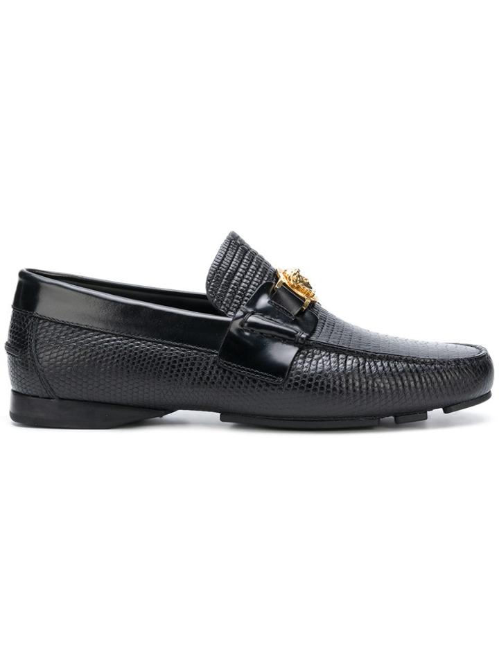 Versace Textured Medusa Loafers - Black