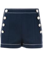 Agnona - Side Button Shorts - Women - Cotton - 42, Women's, Blue, Cotton