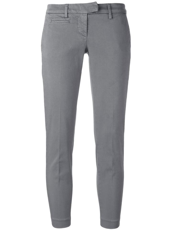 Dondup Cropped Trousers, Women's, Size: 25, Grey, Cotton/spandex/elastane