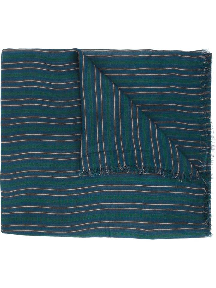 Umit Benan Striped Scarf, Men's, Blue, Modal/cashmere