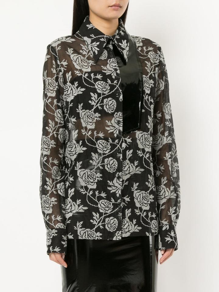 Zambesi Floral Print Sheer Shirt - Black