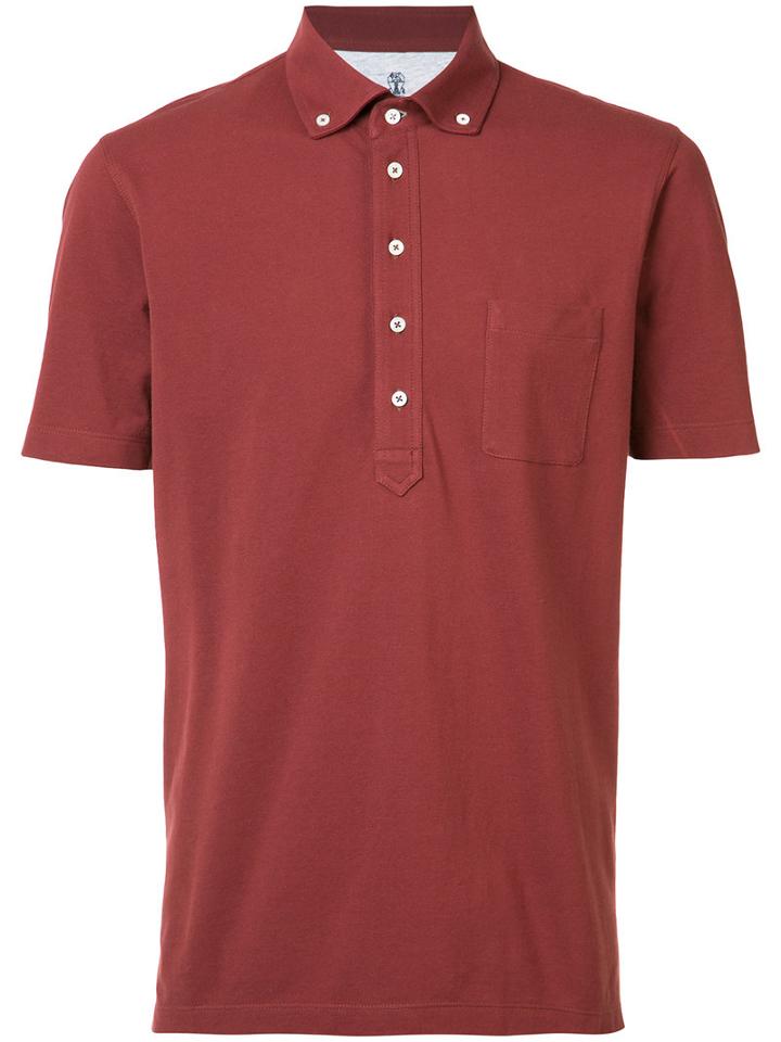 Brunello Cucinelli Classic Polo Shirt, Men's, Size: Small, Red, Cotton