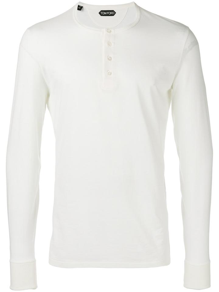 Tom Ford Button Detail Sweatshirt, Men's, Size: 48, White, Cotton