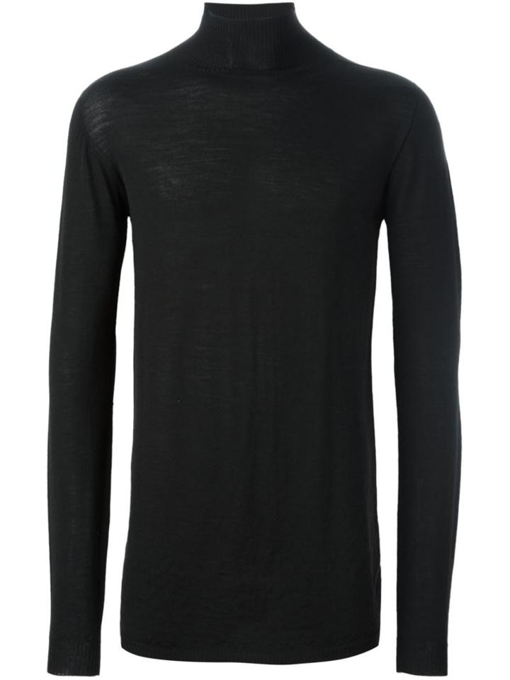 Rick Owens Roll Neck Jumper, Men's, Size: Xl, Black, Virgin Wool
