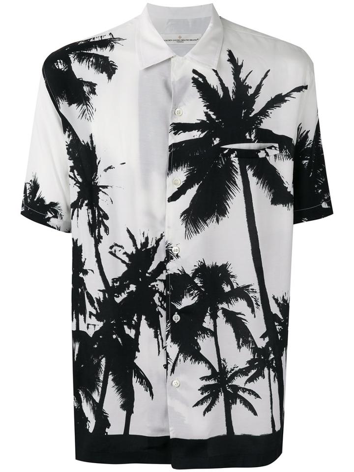 Golden Goose Deluxe Brand Palm Print Shirt, Men's, Size: Medium, White, Viscose
