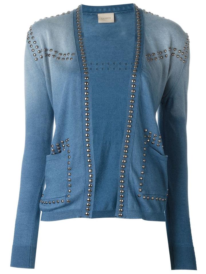 Laneus Studded Cardigan, Women's, Size: 44, Blue, Cotton/aluminium