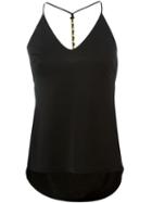 Halston Heritage Chain Detail Halterneck Top, Women's, Size: 8, Black, Nylon/polyester/viscose