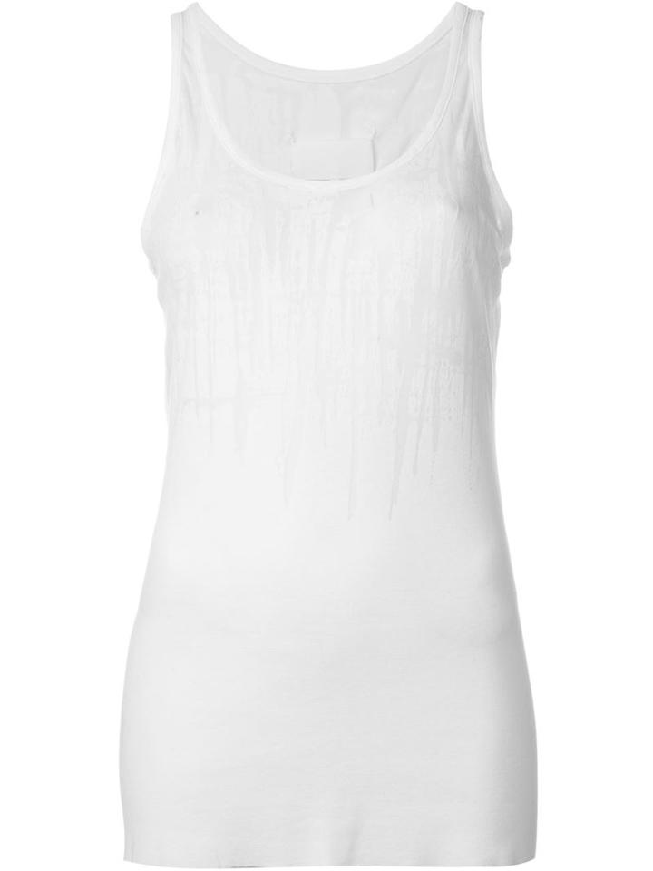 Maison Margiela Sheer Detail Tank Top, Women's, Size: Medium, White, Cotton/polyester