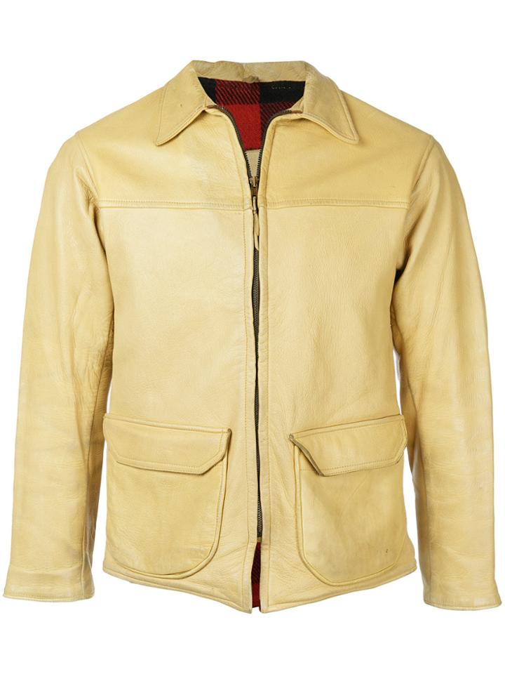 Fake Alpha Vintage 1950s Leather Jacket - Yellow & Orange