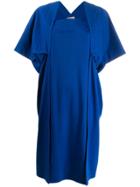 Issey Miyake Jersey Cape Dress - Blue