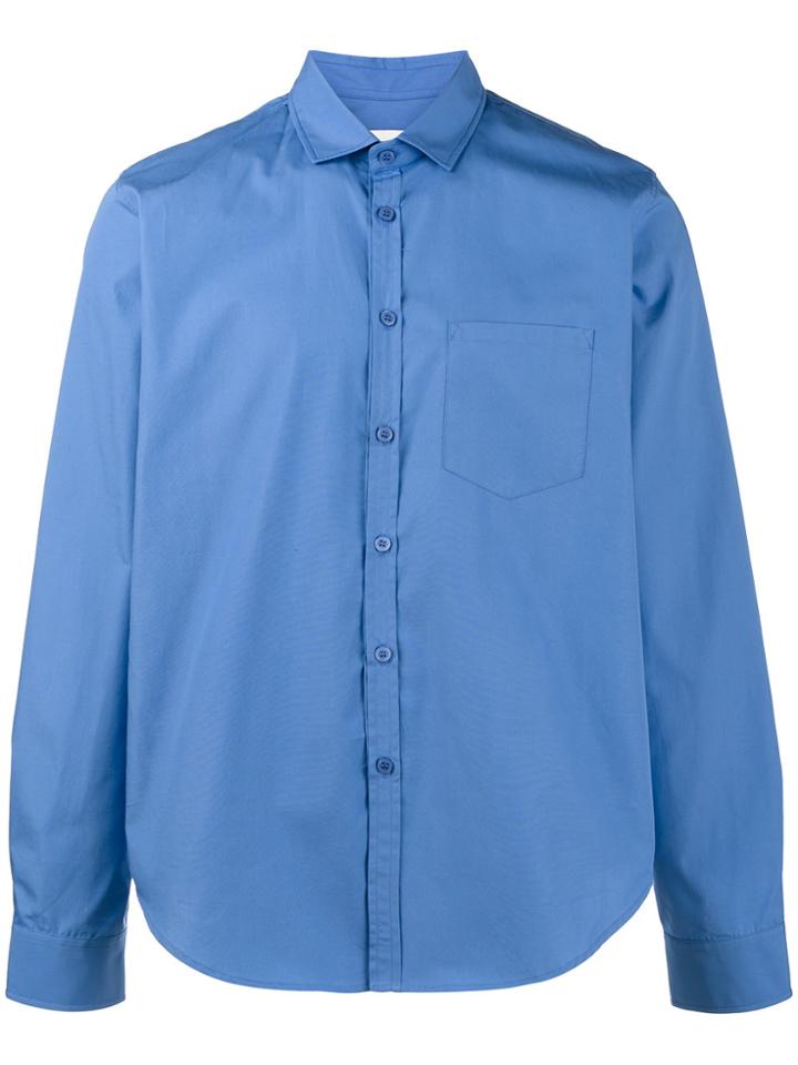 Martine Rose Monogram Embroidered Cotton Shirt - Blue