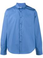 Martine Rose Monogram Embroidered Cotton Shirt - Blue