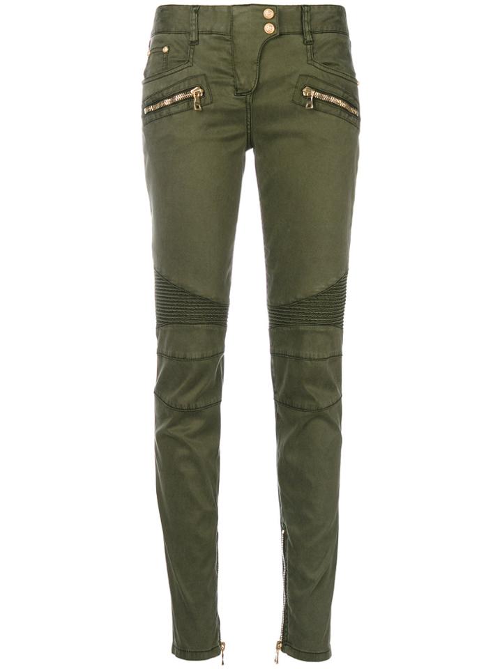 Balmain Low-rise Biker Jeans - Green