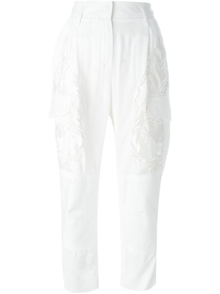 Roberto Cavalli Embroidered Pocket Trousers - White