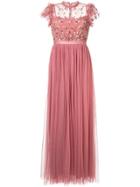 Needle & Thread Flower Appliqué Dress - Pink