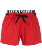 Moschino Back Pocket Swim Shorts - Red