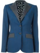 Dolce & Gabbana Peaked Lapel Blazer, Women's, Size: 40, Blue, Polyester/spandex/elastane/virgin Wool