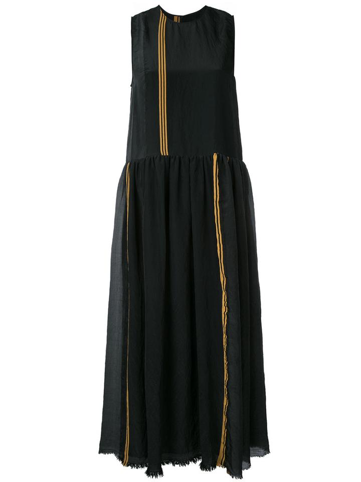Uma Wang - Stripe Panel Dress - Women - Silk/linen/flax/polyamide/viscose - S, Black, Silk/linen/flax/polyamide/viscose