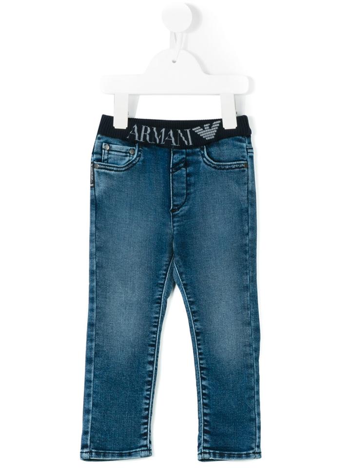 Armani Junior - Stretch-waist Jeans - Kids - Cotton/spandex/elastane - 18 Mth, Blue