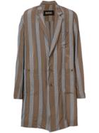 Uma Wang Striped Single Breasted Coat - Brown