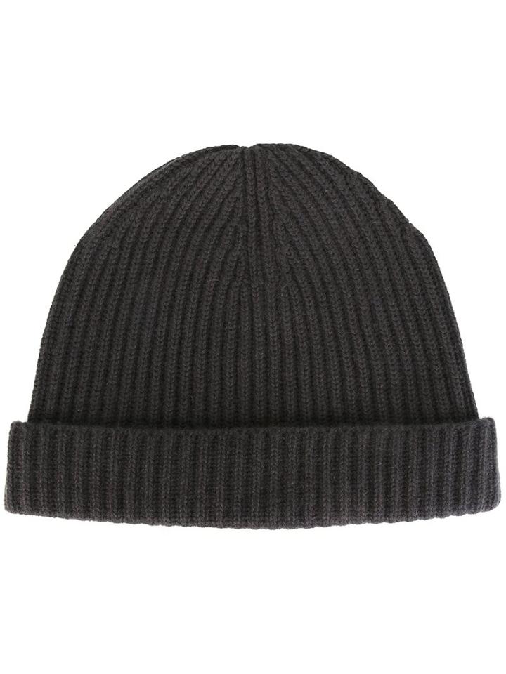 N.peal Cashmere Ribbed Hat, Adult Unisex, Grey, Cashmere