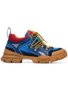 Gucci Blue, Orange And Brown Flashtrek Leather Sneakers