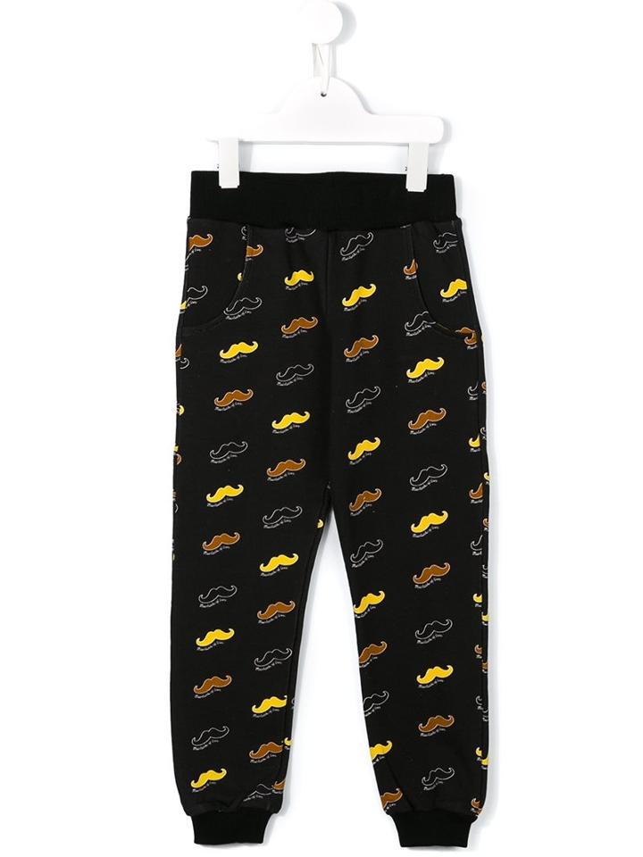 10x10 An Italian Theory Kids Mustache Print Track Pants, Boy's, Size: 6 Yrs, Black