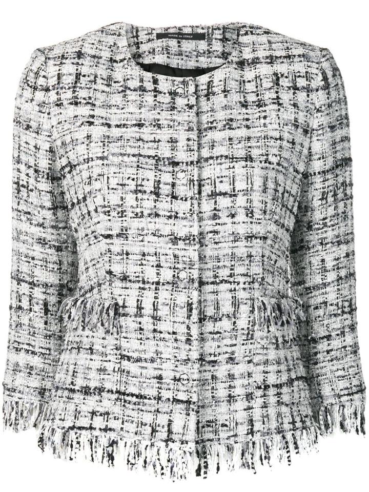 Tagliatore Frayed Edge Tweed Jacket - White