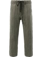 Uma Wang Striped Cropped Trousers - Brown