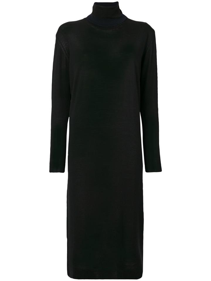 Common Wild High Neck Sweater Dress - Black