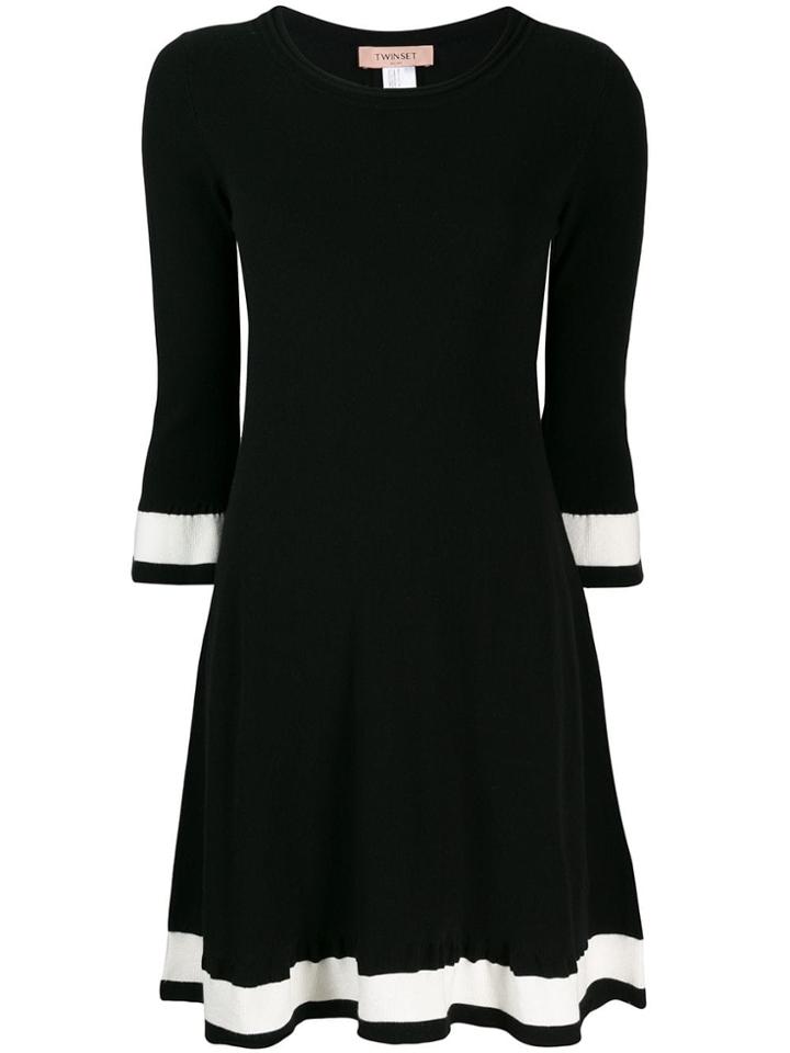 Twin-set Contrasting Stripe Dress - Black