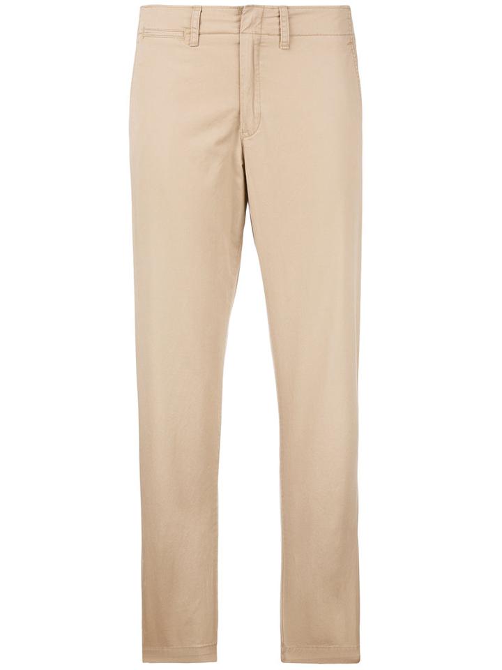 Straight Relaxed Trousers - Women - Cotton - 10, Nude/neutrals, Cotton, Polo Ralph Lauren