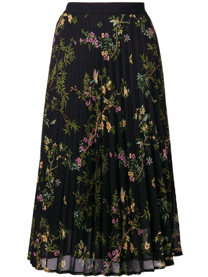 Semicouture Floral Print Pleated Skirt - Black