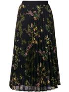 Semicouture Floral Print Pleated Skirt - Black