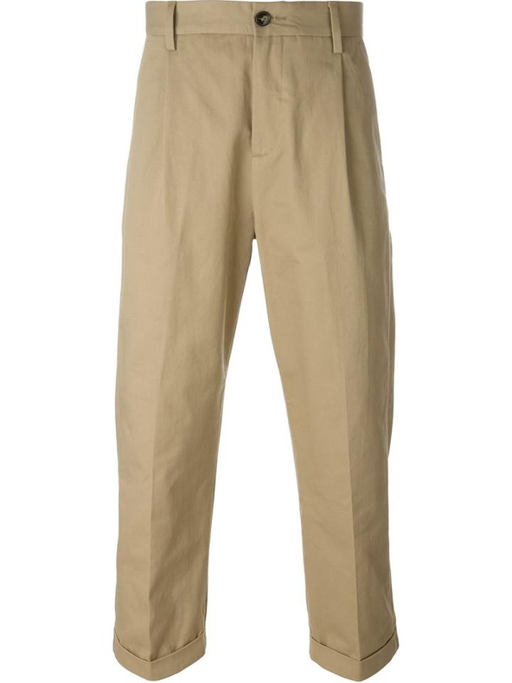 Closed Cropped Tailored Trousers, Men's, Size: 31, Nude/neutrals, Cotton
