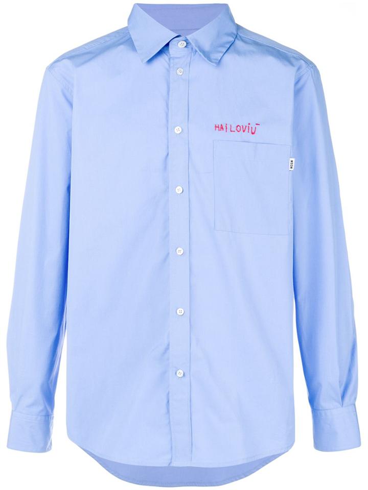 Msgm Stitch Detail Shirt - Blue